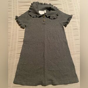 Gray Ruffled Kids Knit Dress
